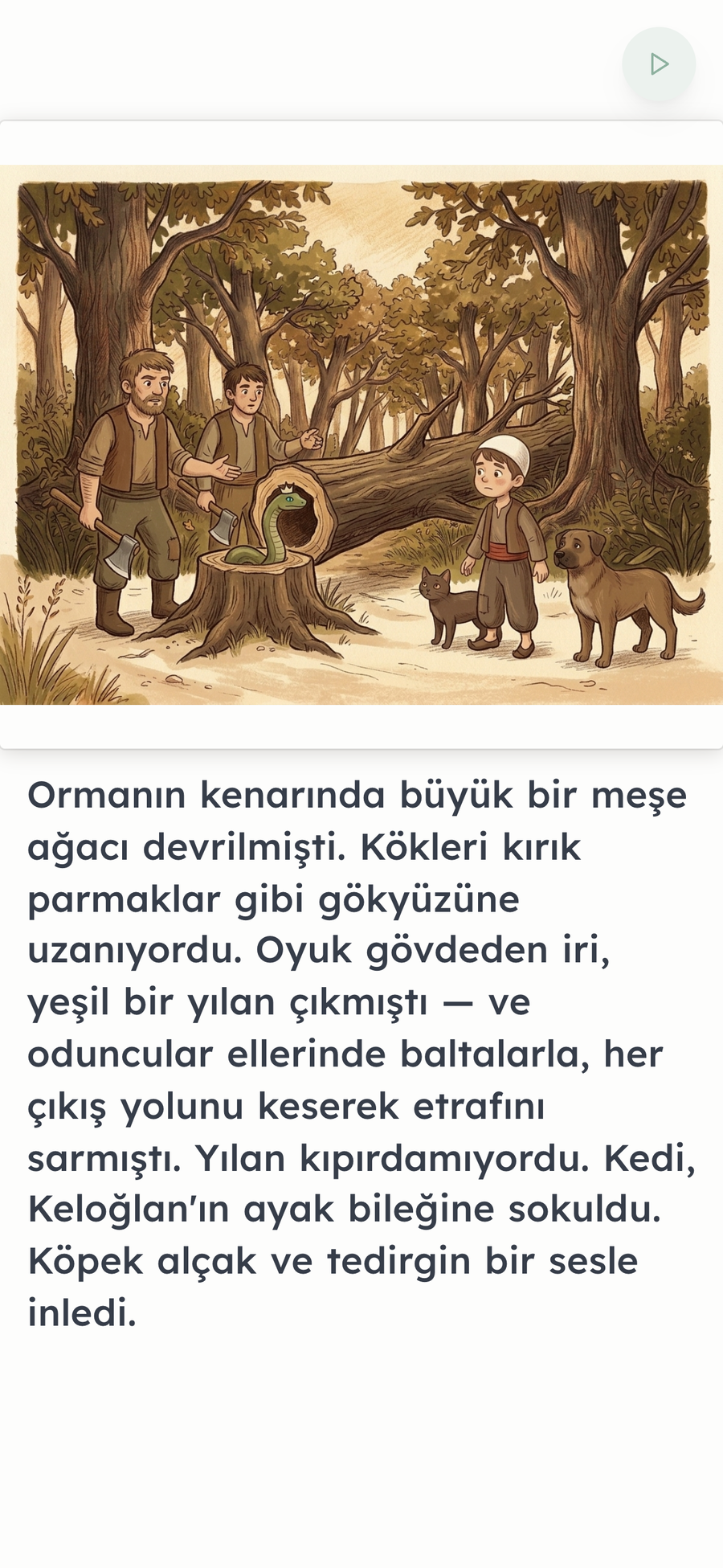 BookCloud uygulamasında «Keloğlan ve Sihirli Mühür» kitabından Türkçe bir sayfa